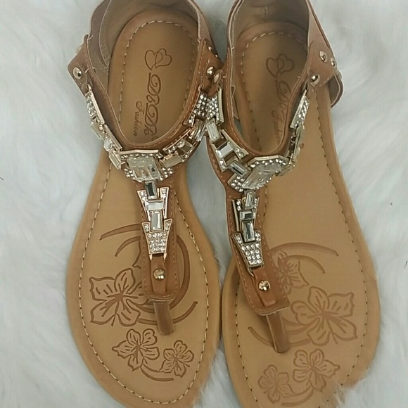 Brown Rhinestone Sandals - Picture 2 of 3